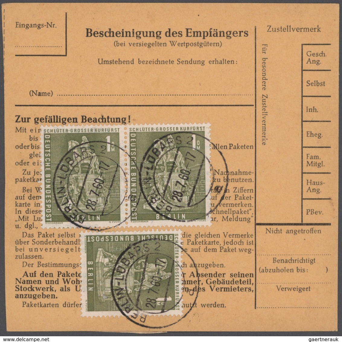 Berlin: 1948/1966, Schöner Posten Von 23 Einzel-, Mehrfach- Und Mischfrankaturen, Beginnend Mit Zwei - Unused Stamps