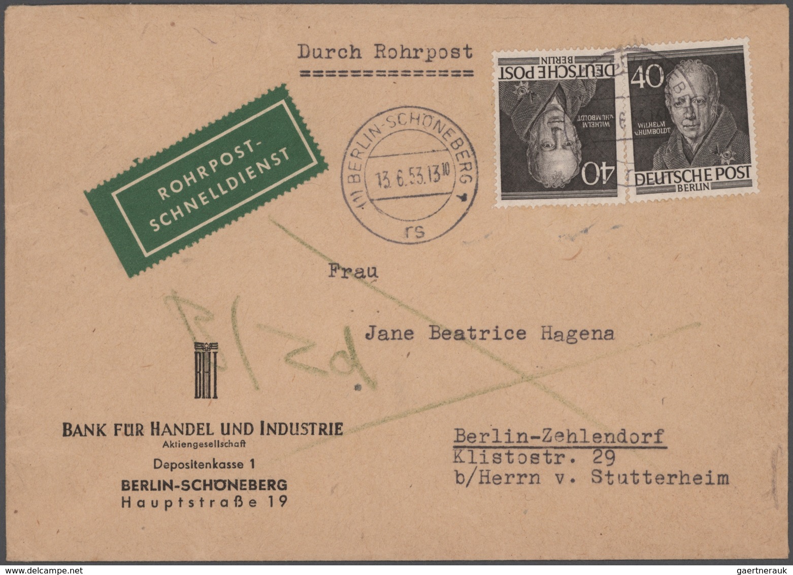 Berlin: 1948/1966, schöner Posten von 23 Einzel-, Mehrfach- und Mischfrankaturen, beginnend mit zwei