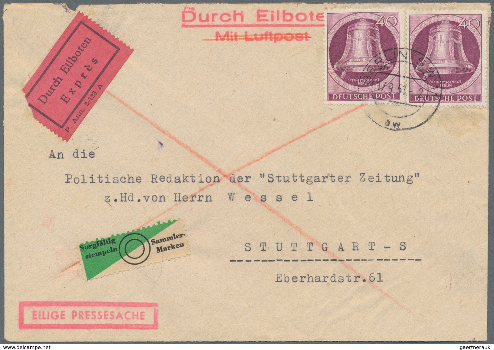 Berlin: 1948/1969, reichhaltige Spezialsammlung mit Schwerpunkt Einzel- und Mehrfachfrankaturen auf