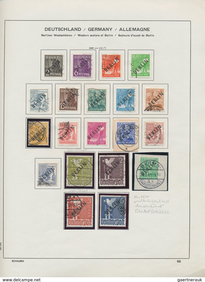 Berlin: 1948/1990, Saubere Sammlung Auf Schaubek-Blättern, Zuerst (MiNr. 1/60) Gestempelt, Ab Dann P - Unused Stamps