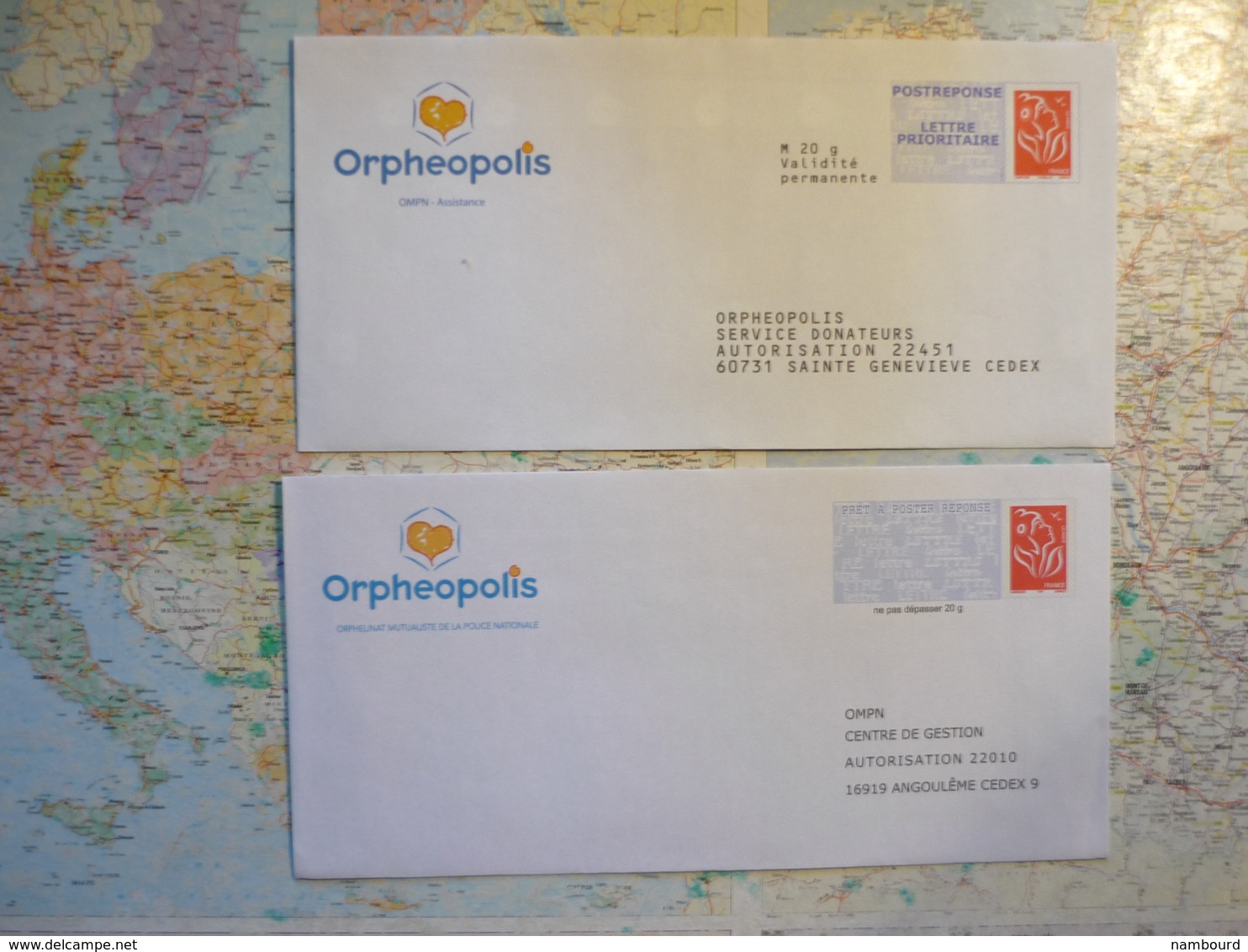 2 Enveloppes Neuves PAP Réponse Orphéopolis - PAP : Bijwerking /Lamouche