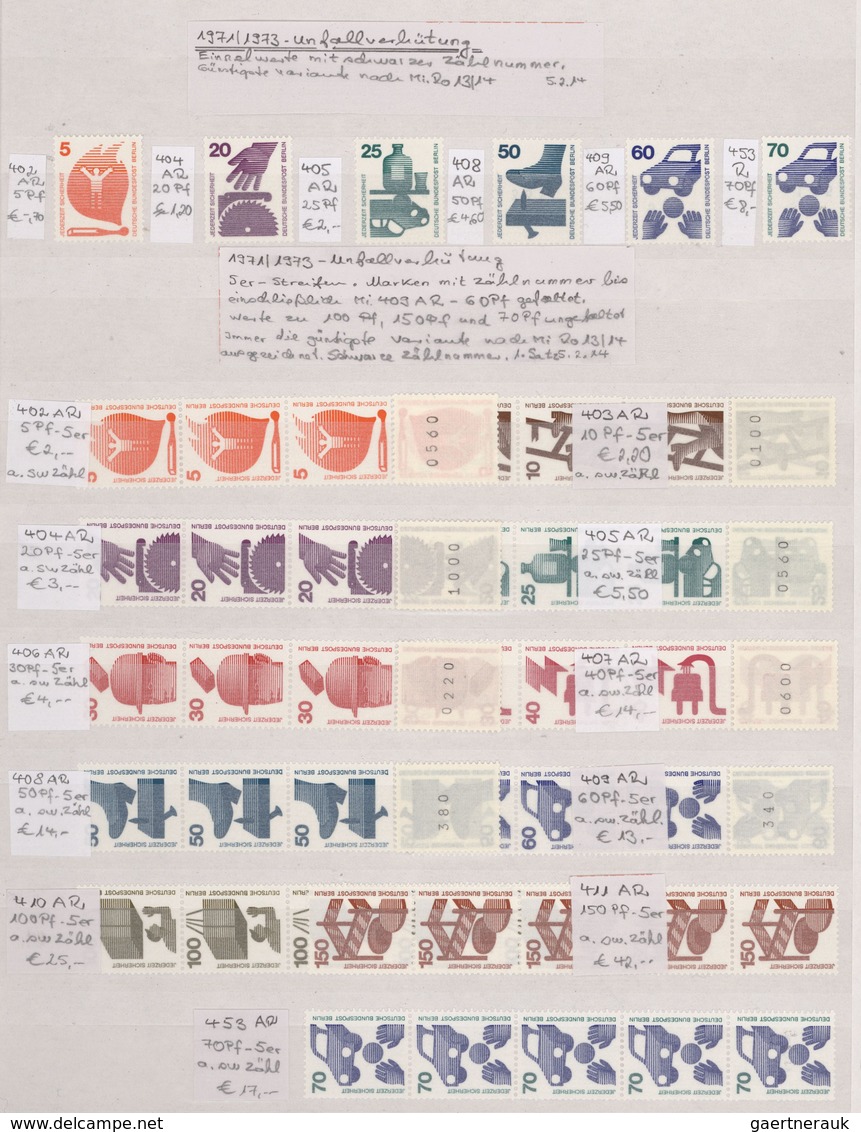 Berlin - Rollenmarken: 1956/1989, Postfrische Spezial-Sammlung Der Rolenmarken Mit Meist 3er- Und 5e - Roller Precancels