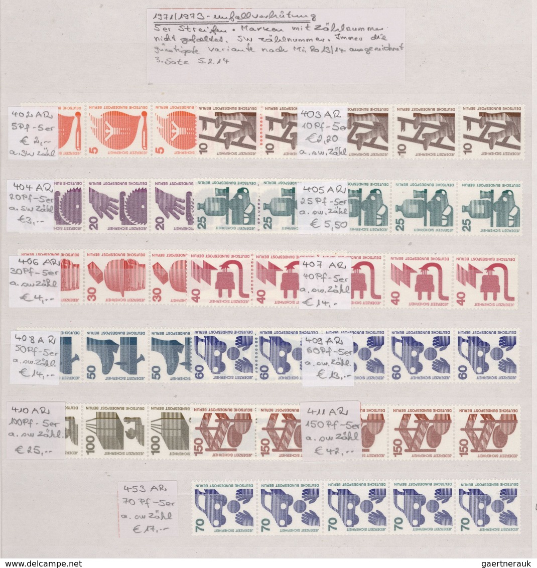 Berlin - Rollenmarken: 1956/1989, Postfrische Spezial-Sammlung Der Rolenmarken Mit Meist 3er- Und 5e - Roller Precancels