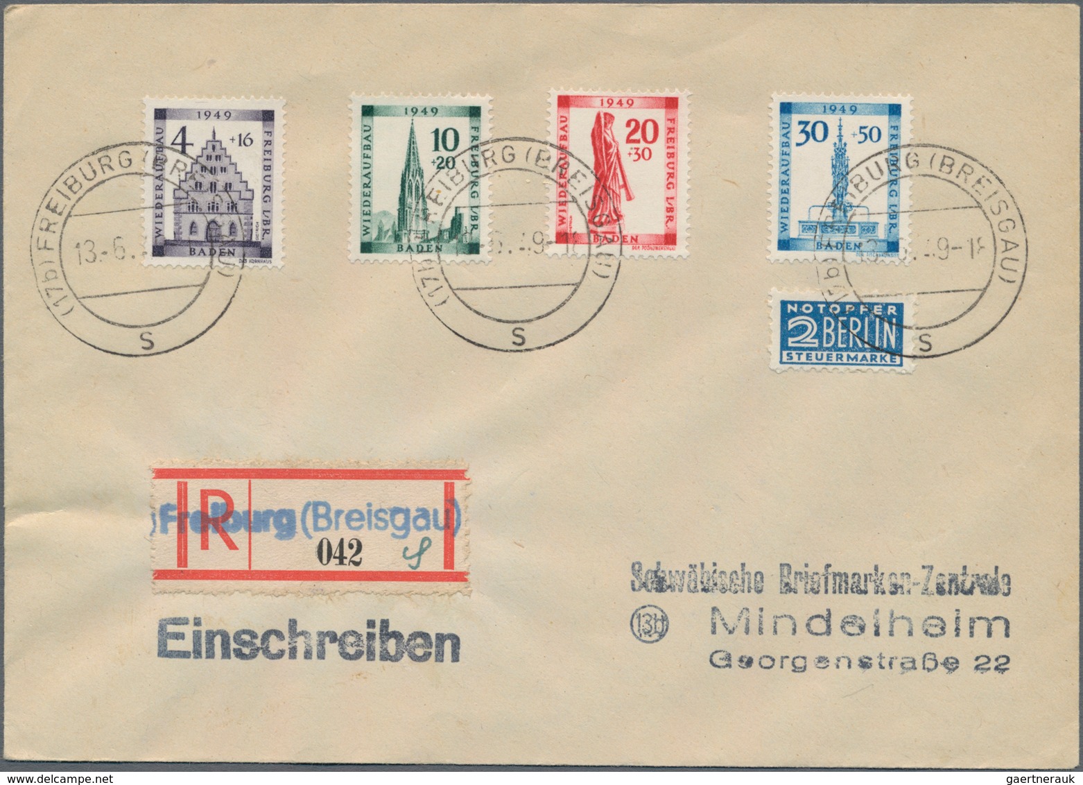 Französische Zone - Baden: 1946/1949, Partie Von 43 Briefen/Karten Mit Frankaturen Freimarken Und Au - Other & Unclassified