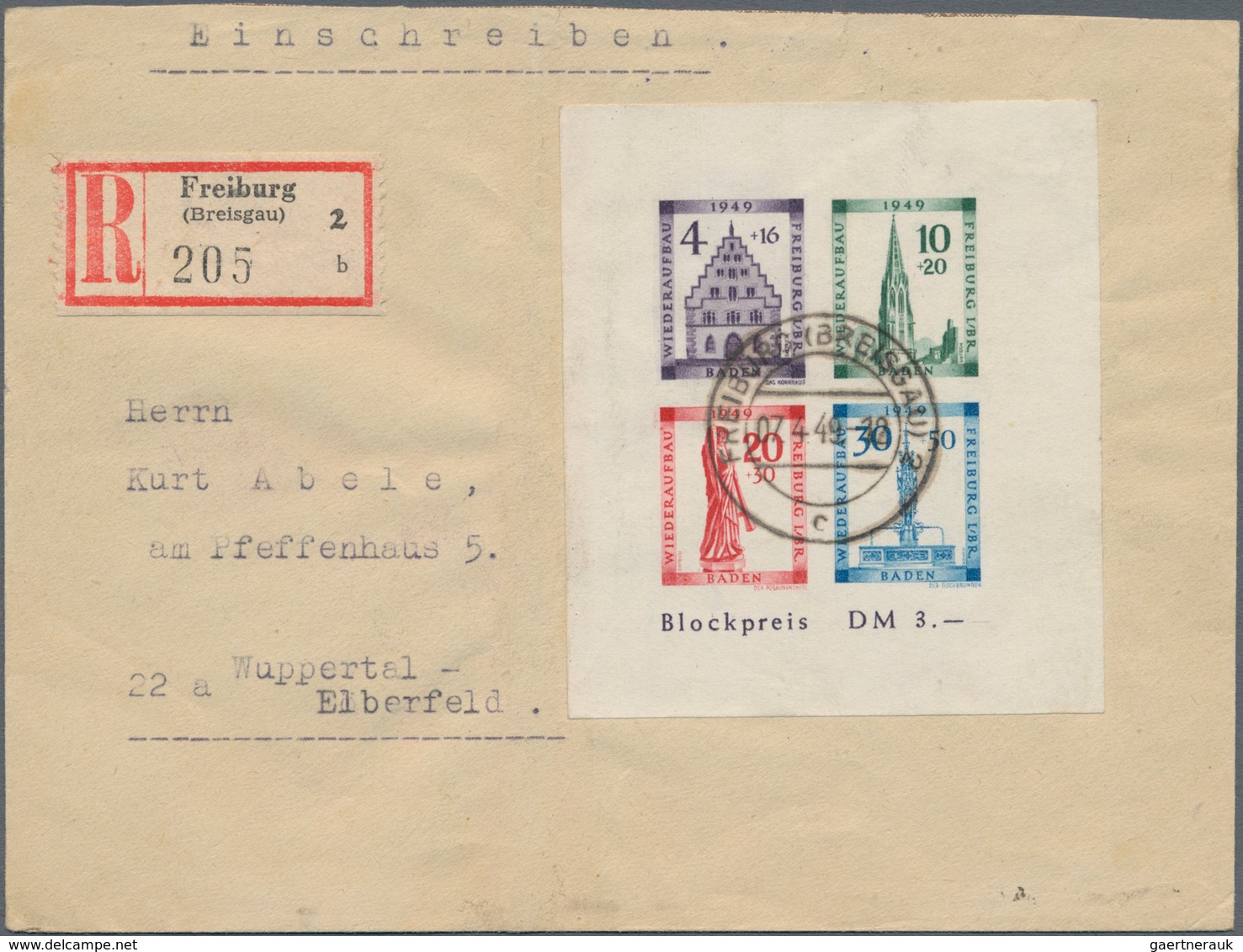 Französische Zone - Baden: 1946/1949, Partie Von 43 Briefen/Karten Mit Frankaturen Freimarken Und Au - Other & Unclassified