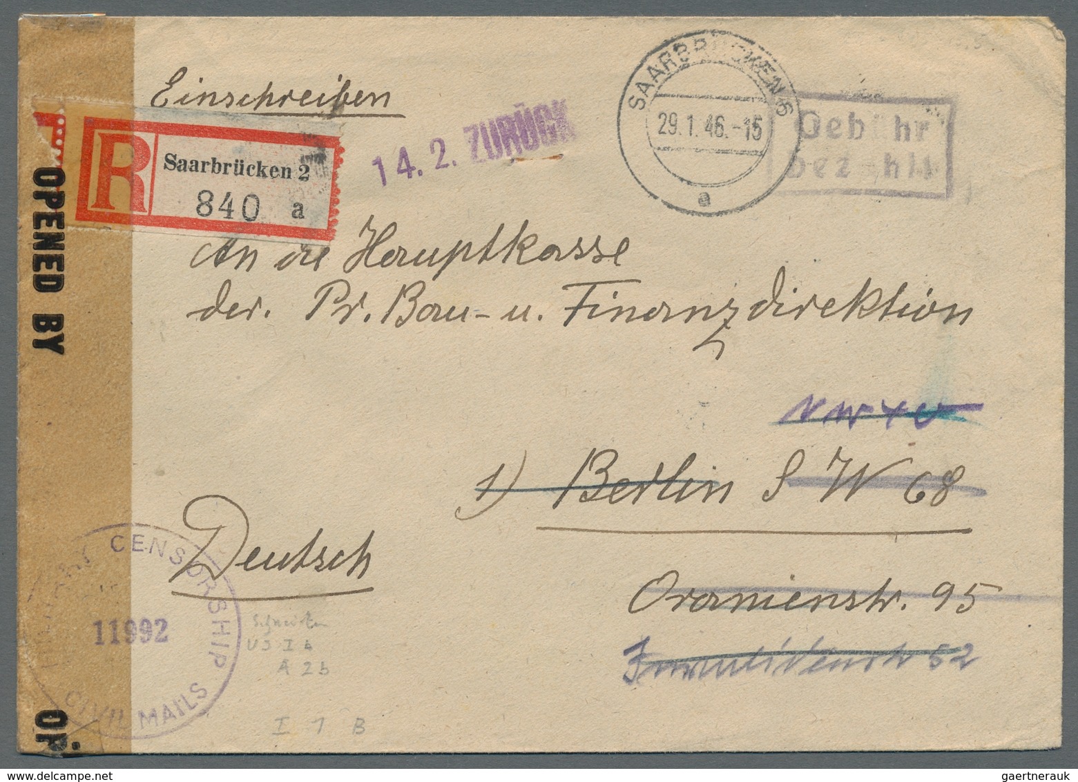 Saarland Und OPD Saarbrücken: 1945-1958, Bestand Von 30 Meist Markenlosen Belegen. Besonders Zu Erwä - Other & Unclassified