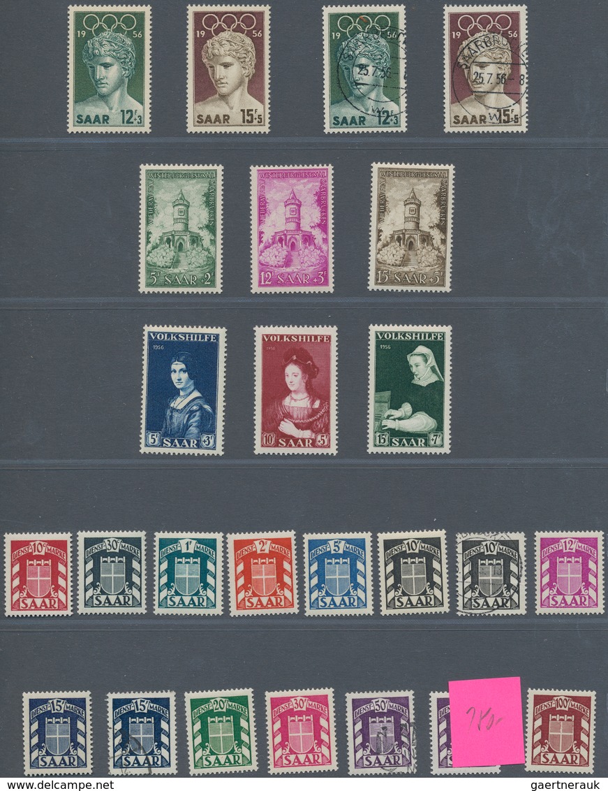 Saarland (1947/56): 1920/1959, Sammlung Auf Falzlos-Blankoseiten Im Album In Beiden Erhaltungen Bzw. - Unused Stamps