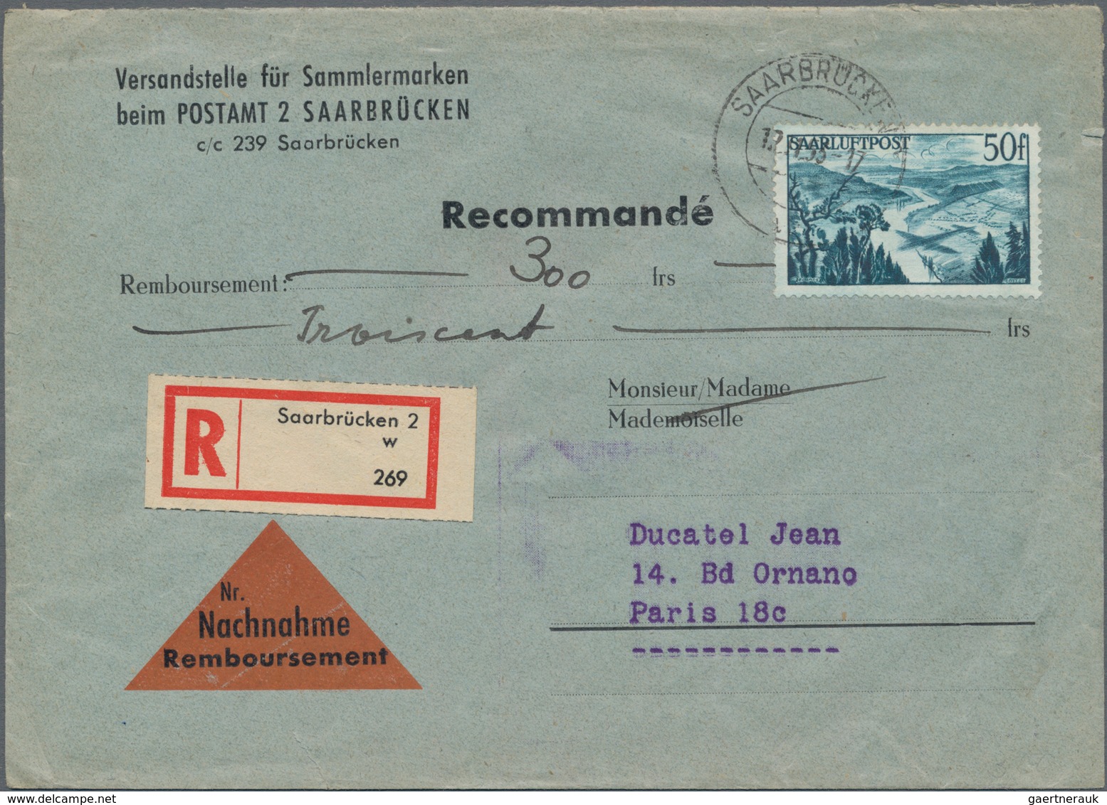 Saarland (1947/56): 1945/1958, Partie Von 60 Bedarfs-Briefen/-Karten Ab Etwas Gebühr Bezahlt Und Frz - Neufs