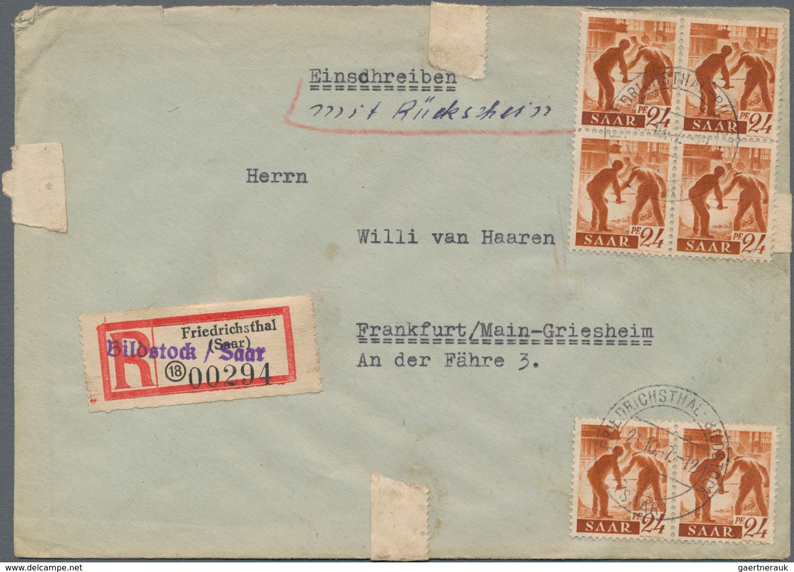 Saarland (1947/56): 1945/1958, Partie von 60 Bedarfs-Briefen/-Karten ab etwas Gebühr bezahlt und Frz