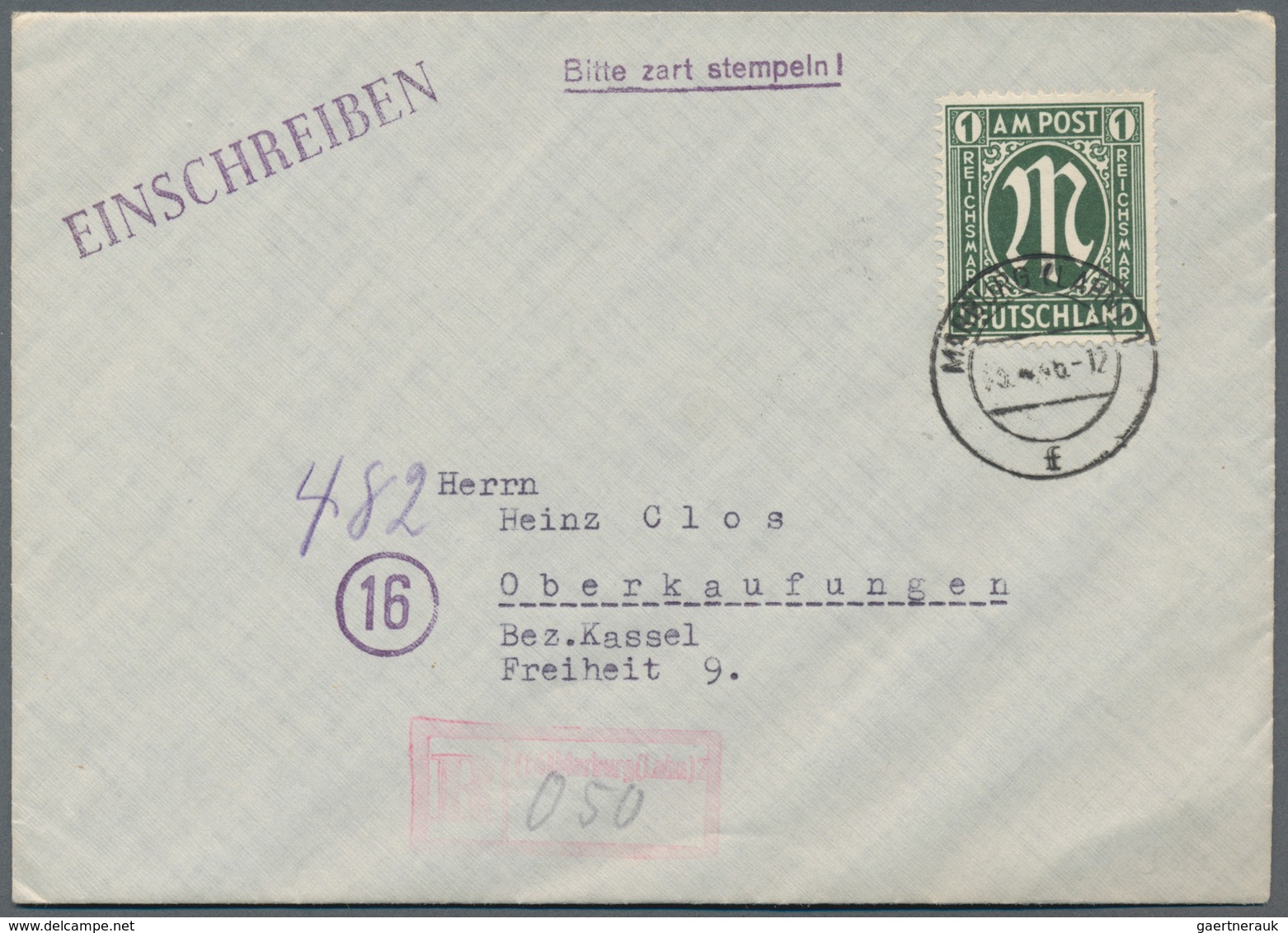 Bizone: 1946, AM-Post Deutscher Druck , Partie Von Vier R-Briefen Mit 80 Pfg. (2) Und 1 RM (2), Von - Other & Unclassified