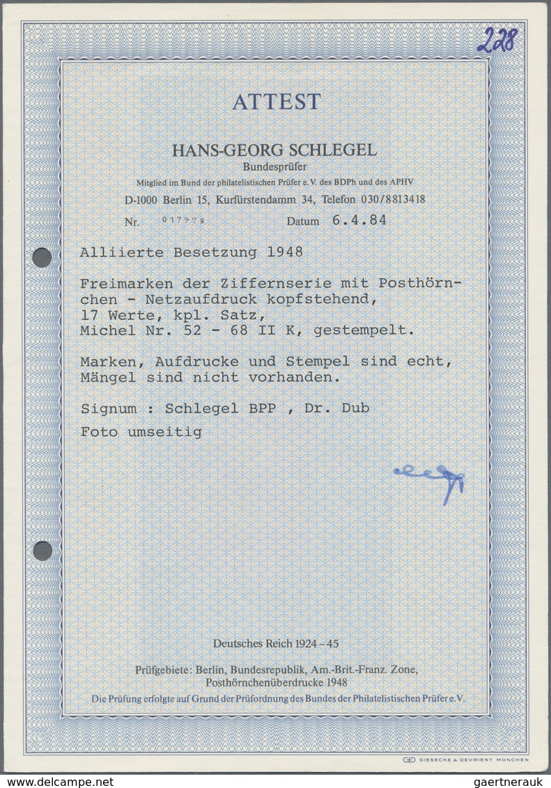 Bizone: 1948, 1 Bis 84 Pfg Ziffer Mit Band- & Netzaufdruck, Gestempelter Prachtsatz Aus 62 Werten Mi - Other & Unclassified