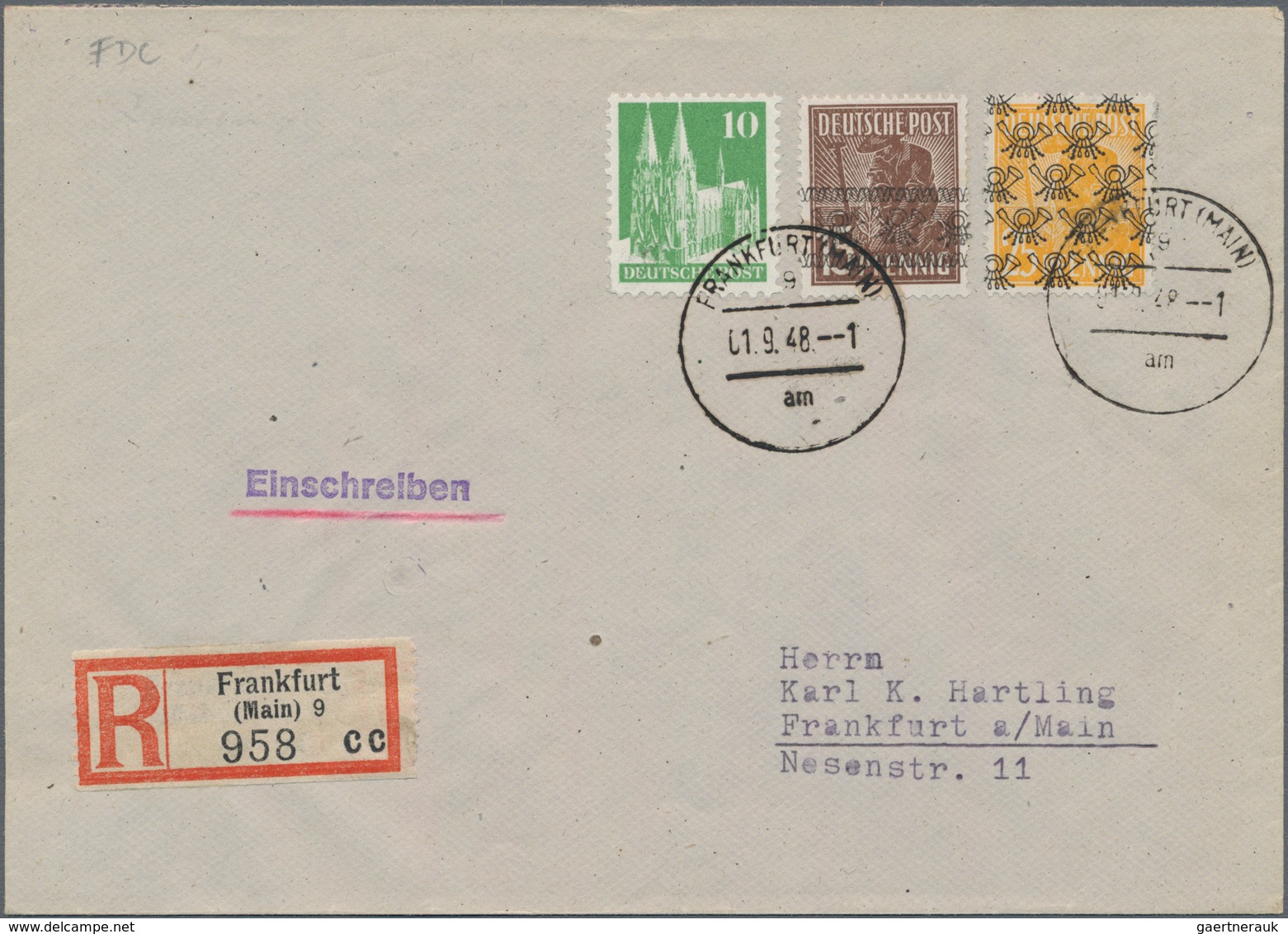 Bizone: 1948, Partie Von 24 Belegen Meist Mit Posthörnchen-Aufdruckmarken Sowohl Arbeiter- Als Auch - Other & Unclassified