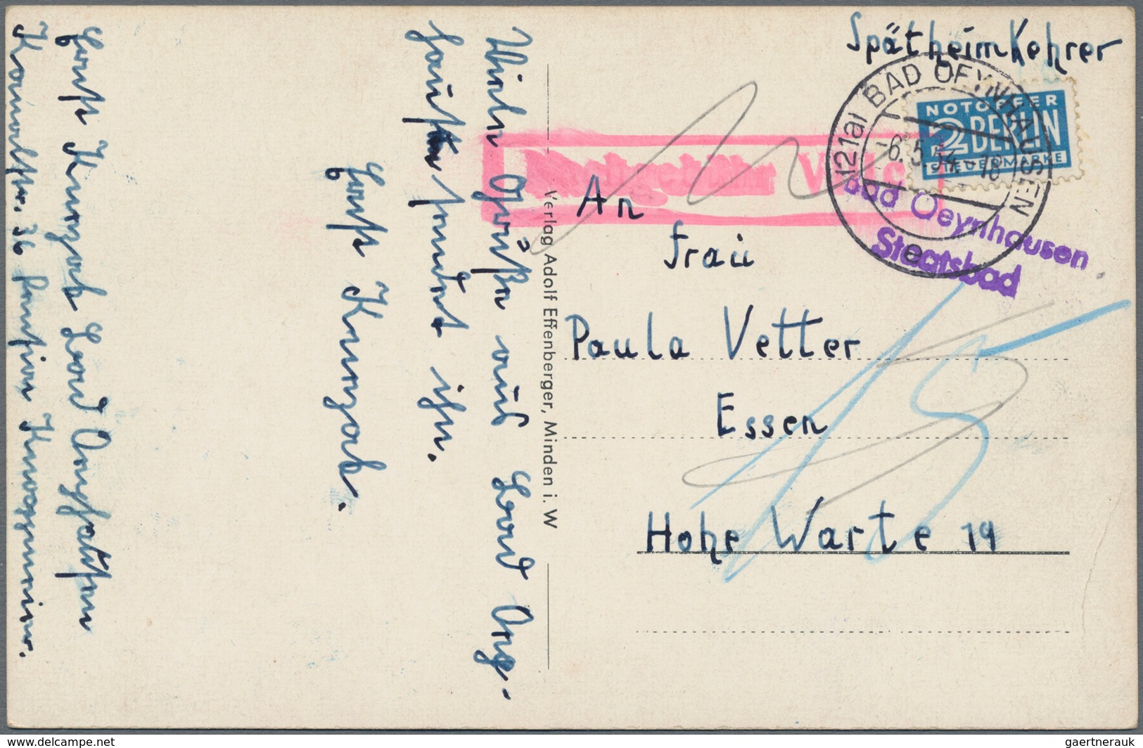 Bundesrepublik Deutschland: 1948/56 10 Karten Mit Diversen Vermerken, Handstempeln Heimkehrerpost, D - Collections