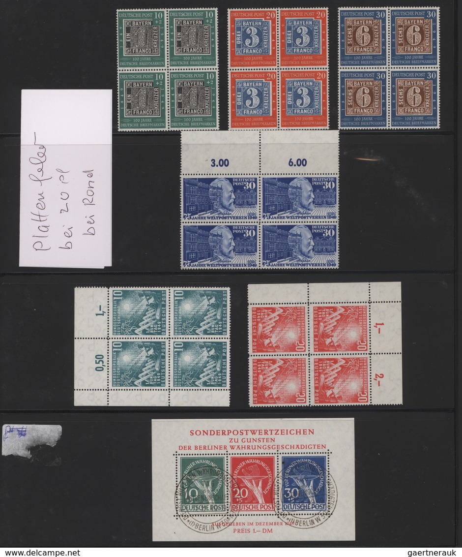 Bundesrepublik Deutschland: 1948-1960, Postfrische Sammlung Viererblöcke Untergebracht In Zwei Alben - Collections