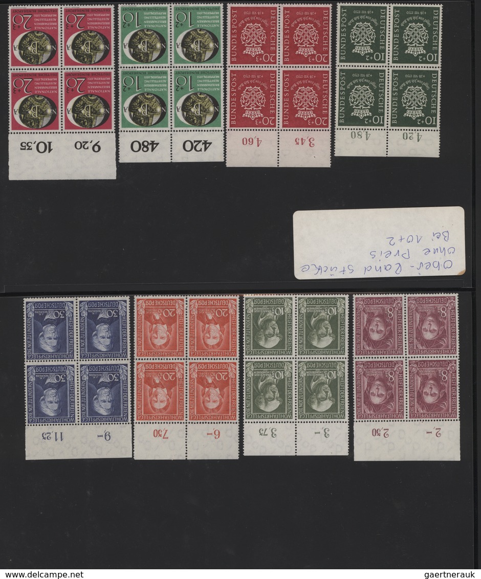 Bundesrepublik Deutschland: 1948-1960, Postfrische Sammlung Viererblöcke Untergebracht In Zwei Alben - Collections