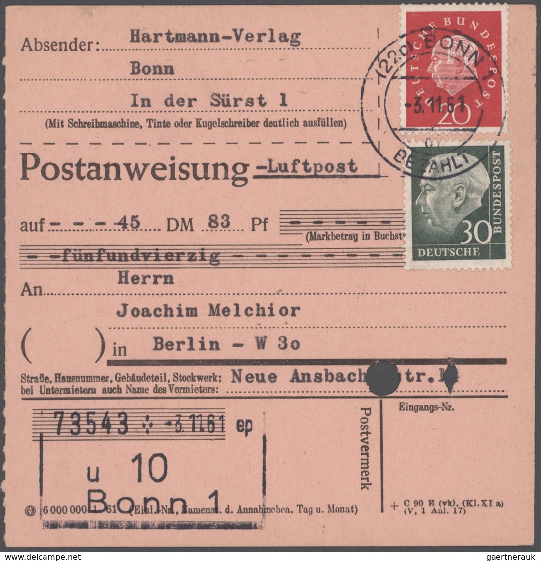 Bundesrepublik Deutschland: 1949/1989, wunderschöner Posten von 43 Einzel-, Mehrfach- und Mischfrank