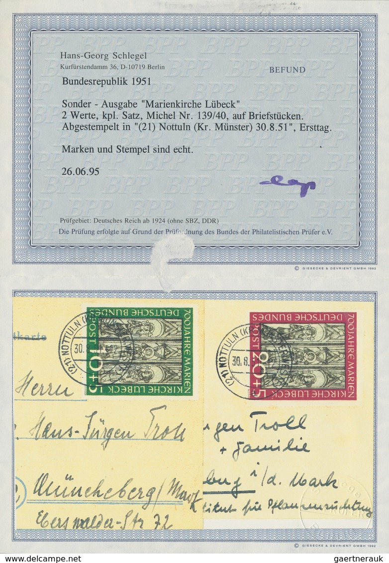 Bundesrepublik Deutschland: 1951, Marienkirche Ersttag, Lot Mit Blanko-FDC "FREILASSING 30.8.51", Da - Sammlungen