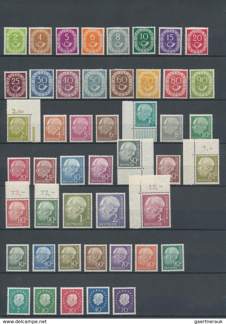 Bundesrepublik Deutschland: 1951-59 Freimarken: Posthornsatz Sauber Ungebraucht Plus Heuss-Sätze 195 - Sammlungen