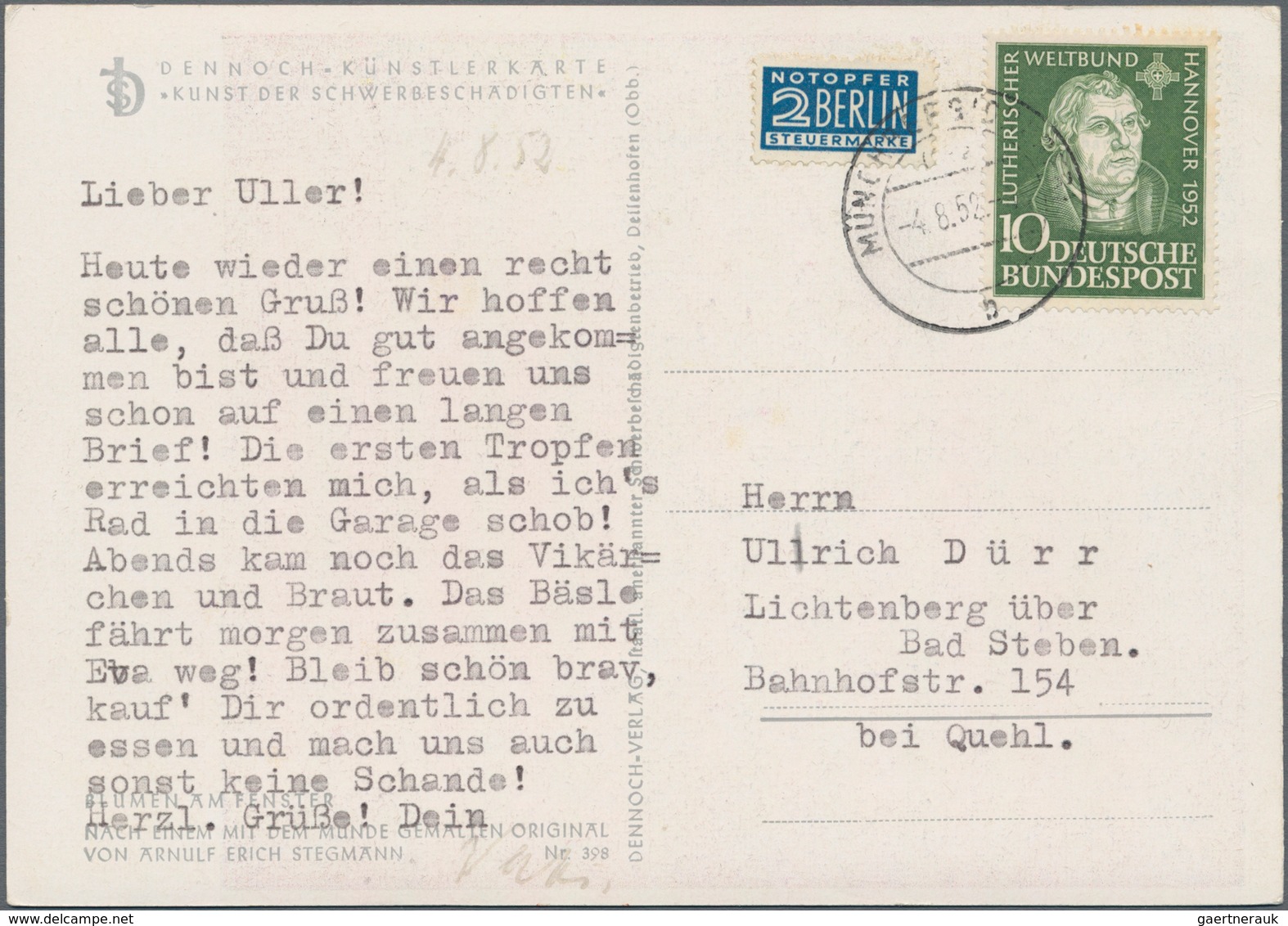 Bundesrepublik Deutschland: 1952/1961, Partie von 61 Briefen/Karten mit Sondermarken-Einzel- und Meh