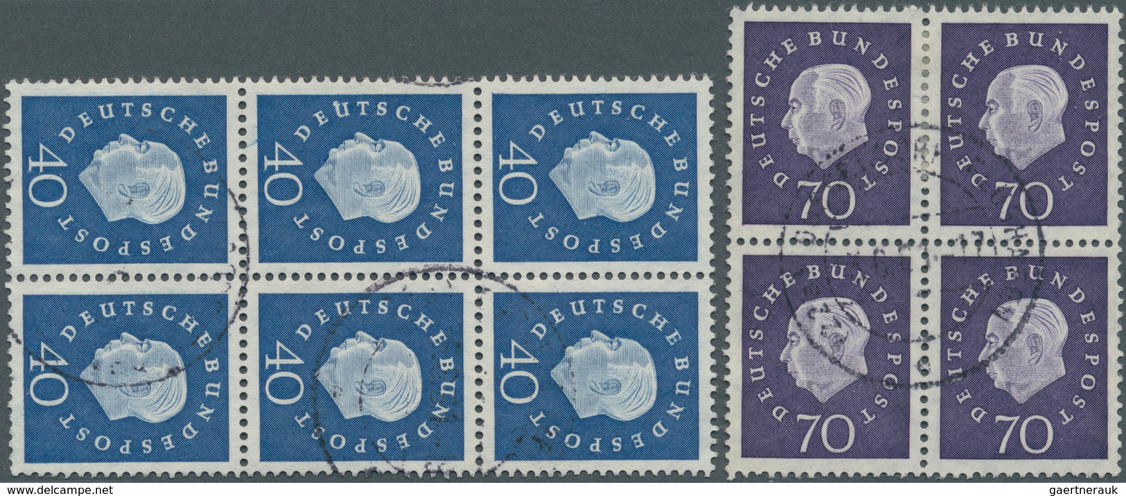 Bundesrepublik Deutschland: 1954/1960, Gestempelte Partie Einheiten Mit Viererblock Mi.-Nr. 186, Zwe - Collections