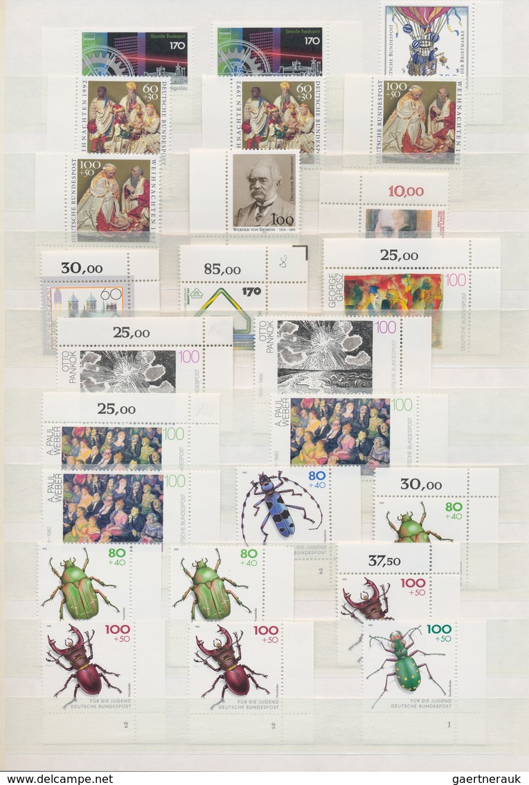Bundesrepublik Deutschland: 1955/1994, BOGENECKEN, Postfrischer Sammlungsbestand Von Ca. 1.170 Marke - Collections