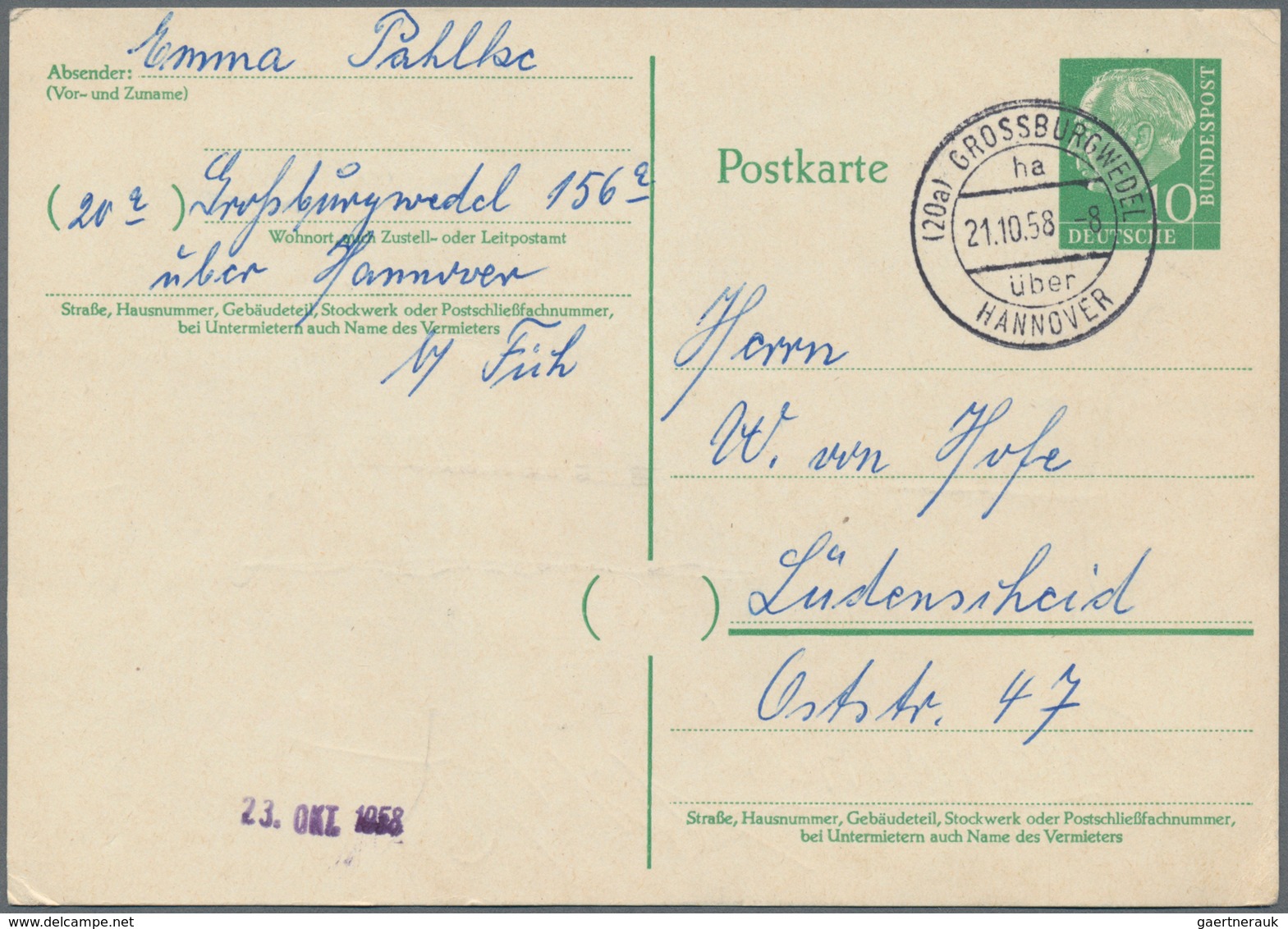 Bundesrepublik Deutschland: 1955/59 Bestand Von Ca. 180 Briefen, Karten Und Gebrauchten Ganzsachenka - Collections