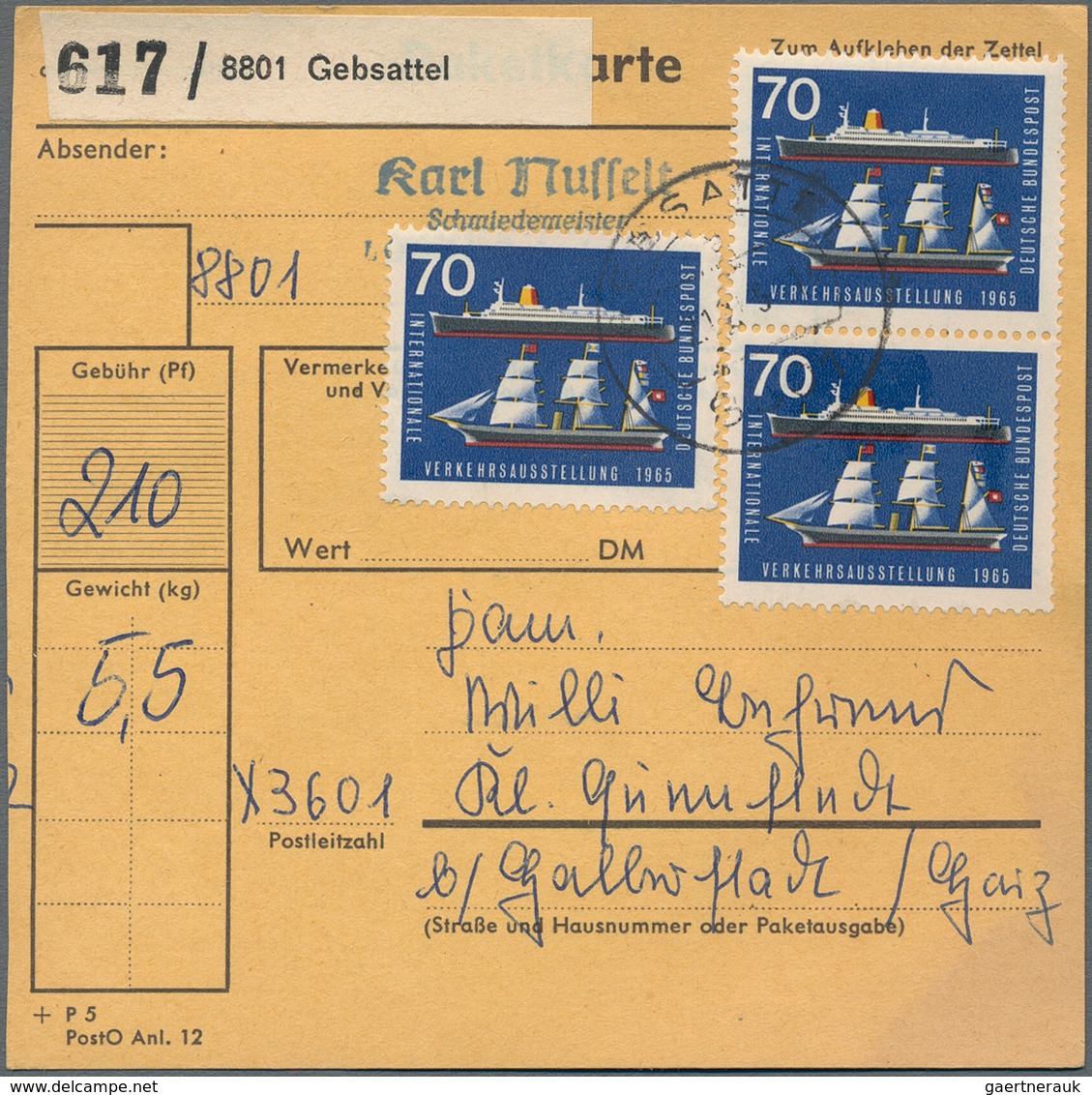 Bundesrepublik Deutschland: 1964/1973 (ca.), reichhaltiger Bestand von Paketkarten(stammteilen), mei