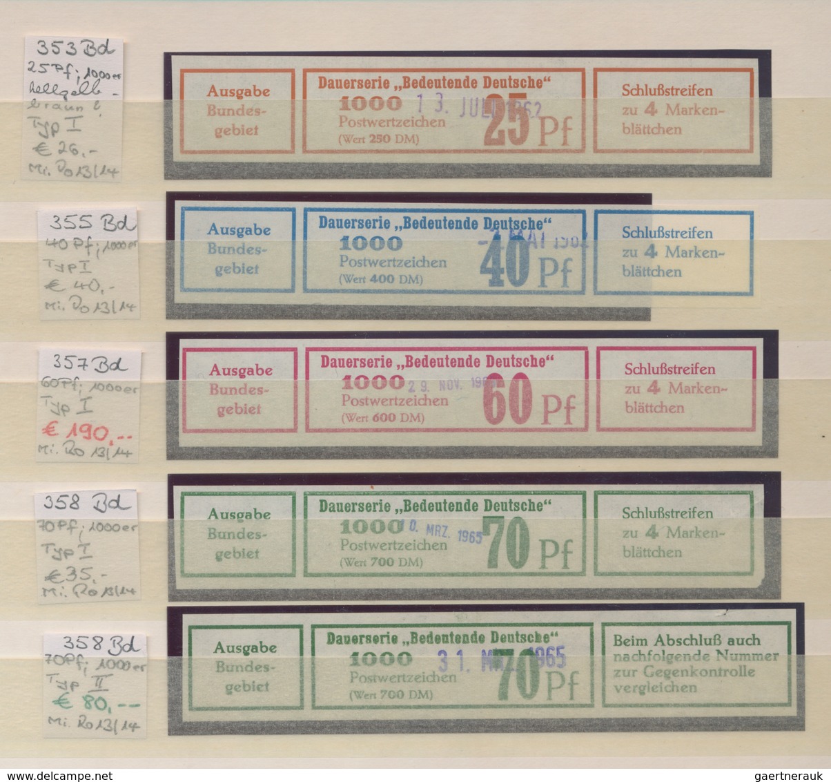 Bundesrepublik - Rollenmarken: 1954/1967, Umfassende Spezialsammlung Von Meist Rollen-(End-)Streifen - Roulettes