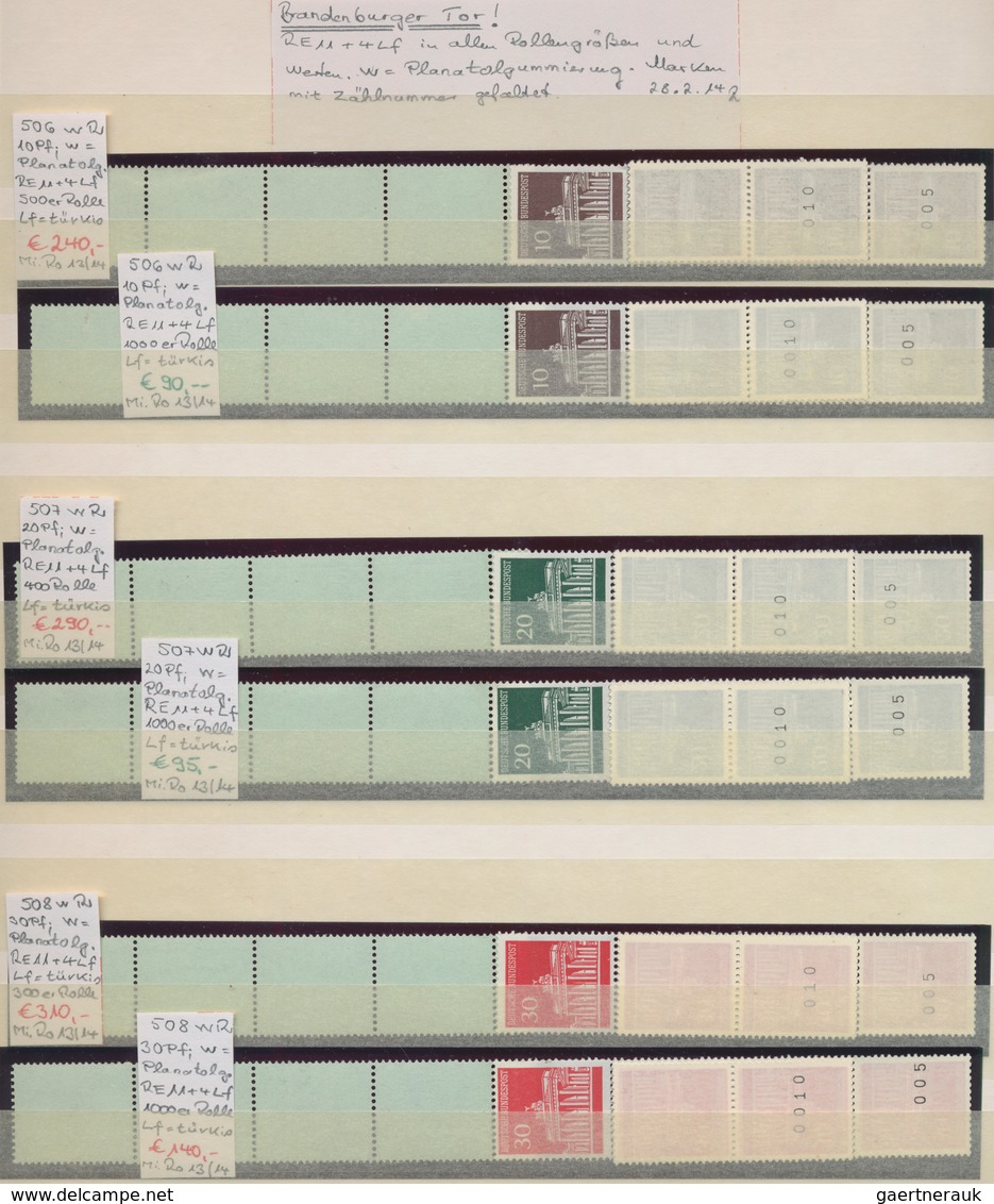 Bundesrepublik - Rollenmarken: 1954/1967, Umfassende Spezialsammlung Von Meist Rollen-(End-)Streifen - Rolstempels