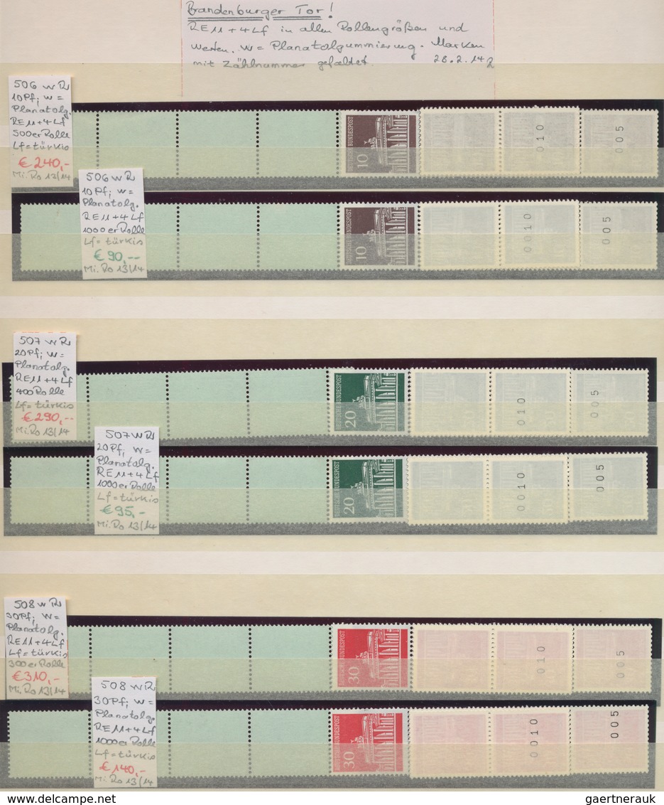 Bundesrepublik - Rollenmarken: 1954/1967, Umfassende Spezialsammlung Von Meist Rollen-(End-)Streifen - Roller Precancels