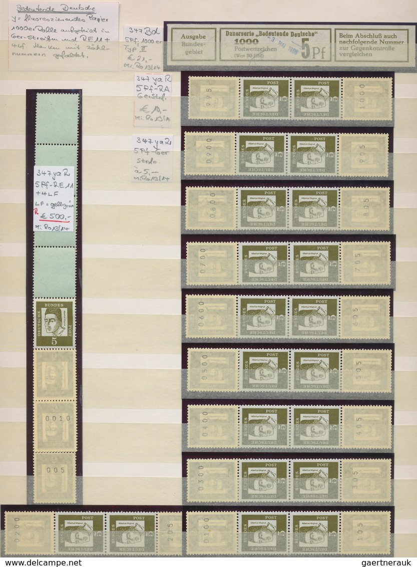 Bundesrepublik - Rollenmarken: 1954/1967, umfassende Spezialsammlung von meist Rollen-(End-)Streifen