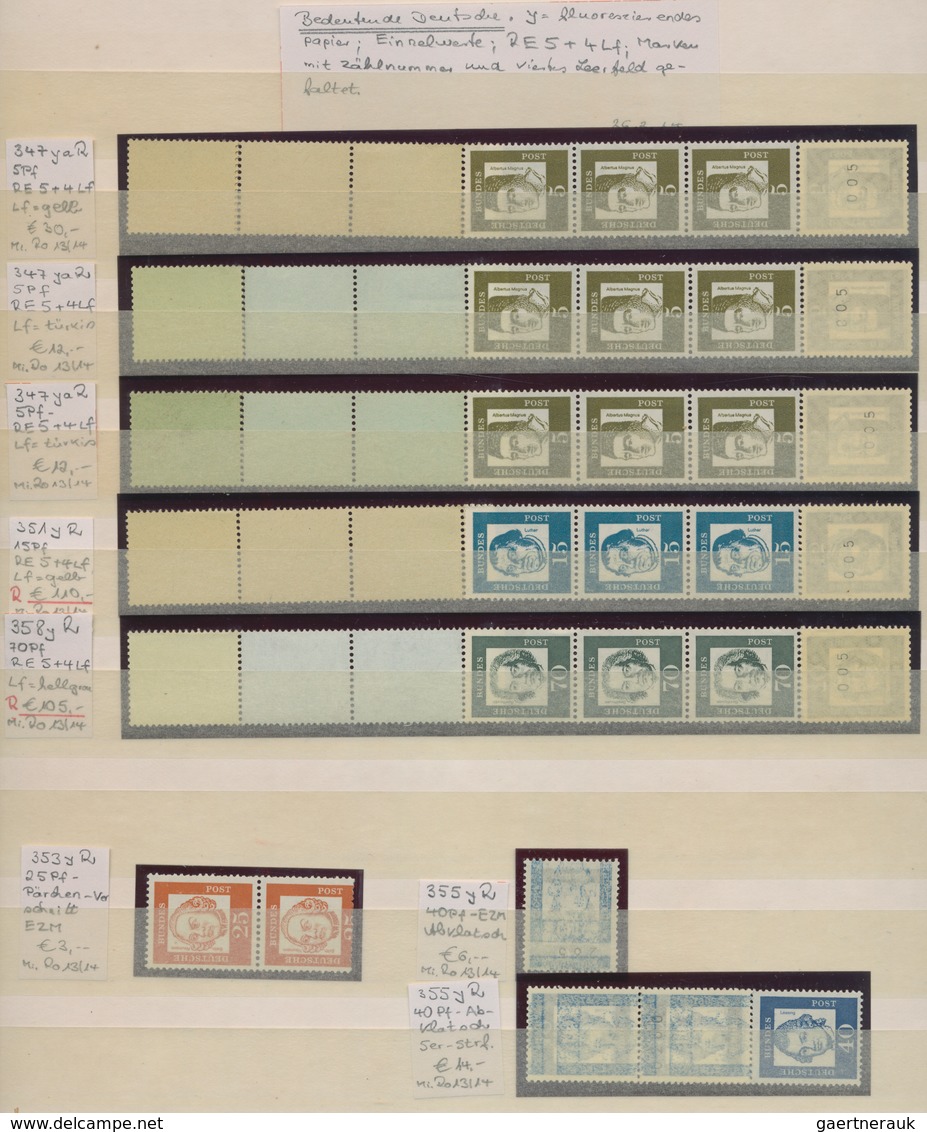 Bundesrepublik - Rollenmarken: 1954/1967, umfassende Spezialsammlung von meist Rollen-(End-)Streifen