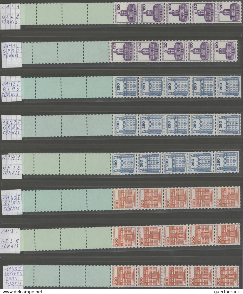 Bundesrepublik - Rollenmarken: ROLLENENDEN: 1966/93, Sammlung Der RE 5+4 Brandenburger Tor Bis Sehen - Roller Precancels
