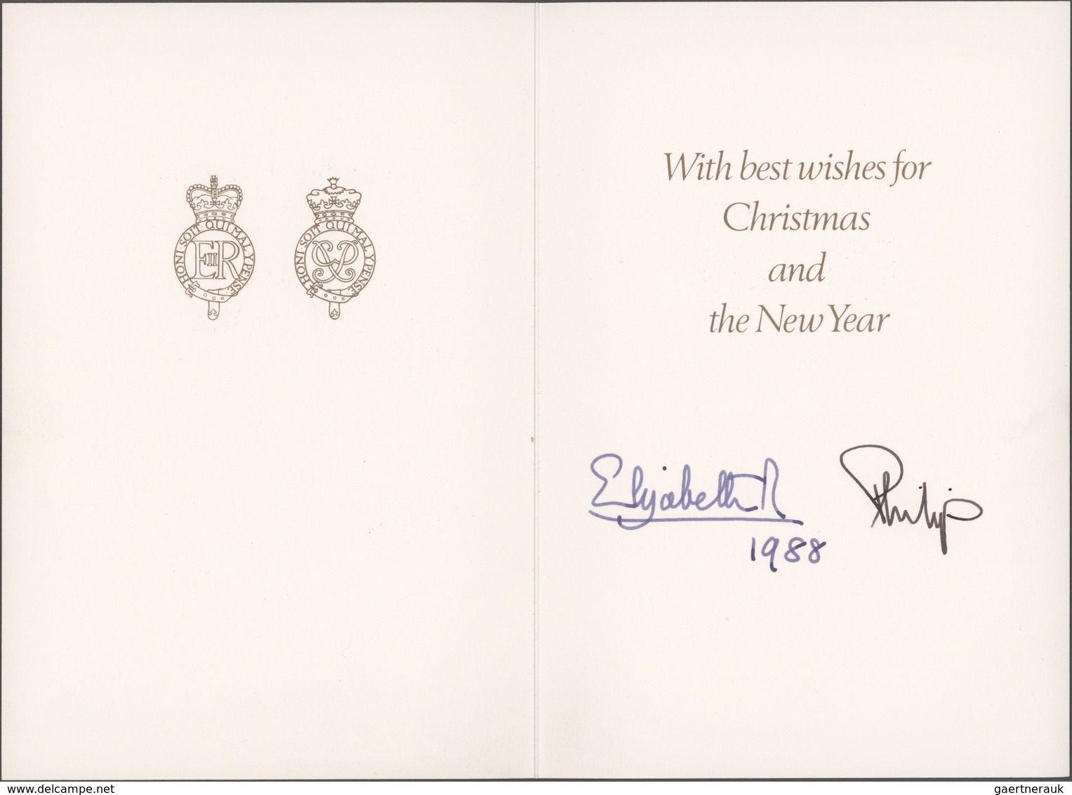 Autographen: ROYAL FAMILY: 1965/1988, Group Of Three Christmas Cards (slight Marks) With Original Si - Andere & Zonder Classificatie