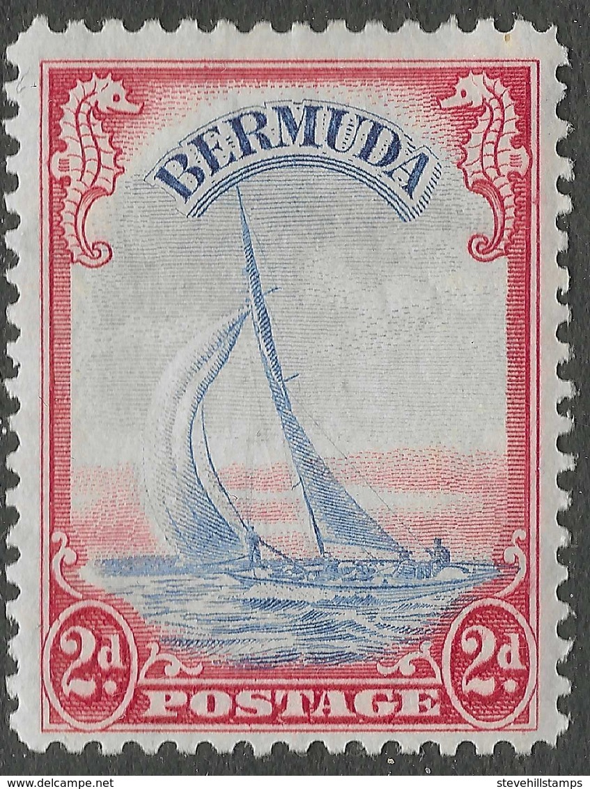 Bermuda. 1938-52 KGVI. 2d MH. Ultramarine & Scarlet. SG 112a - Bermuda