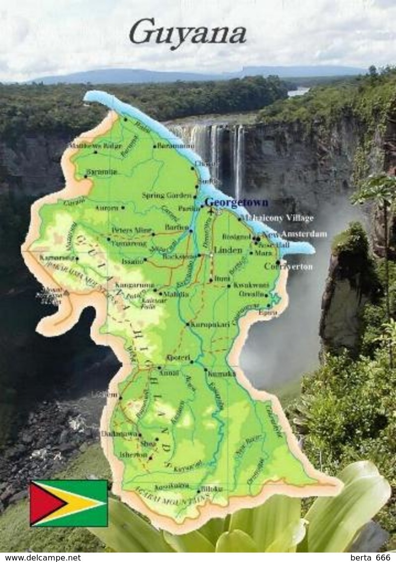 Guyana Country Map New Postcard Landkarte AK - Sonstige & Ohne Zuordnung