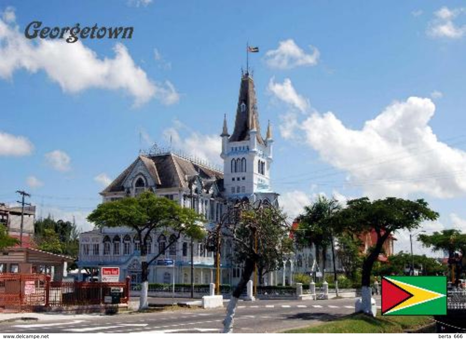 Guyana Georgetown Town Hall New Postcard - Sonstige & Ohne Zuordnung