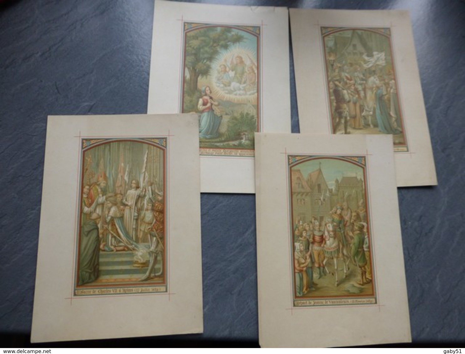 Jeanne D'Arc, Lot De 4 Superbes Chromos XIXème Originaux, Grand Format ; GR01 - Estampes & Gravures