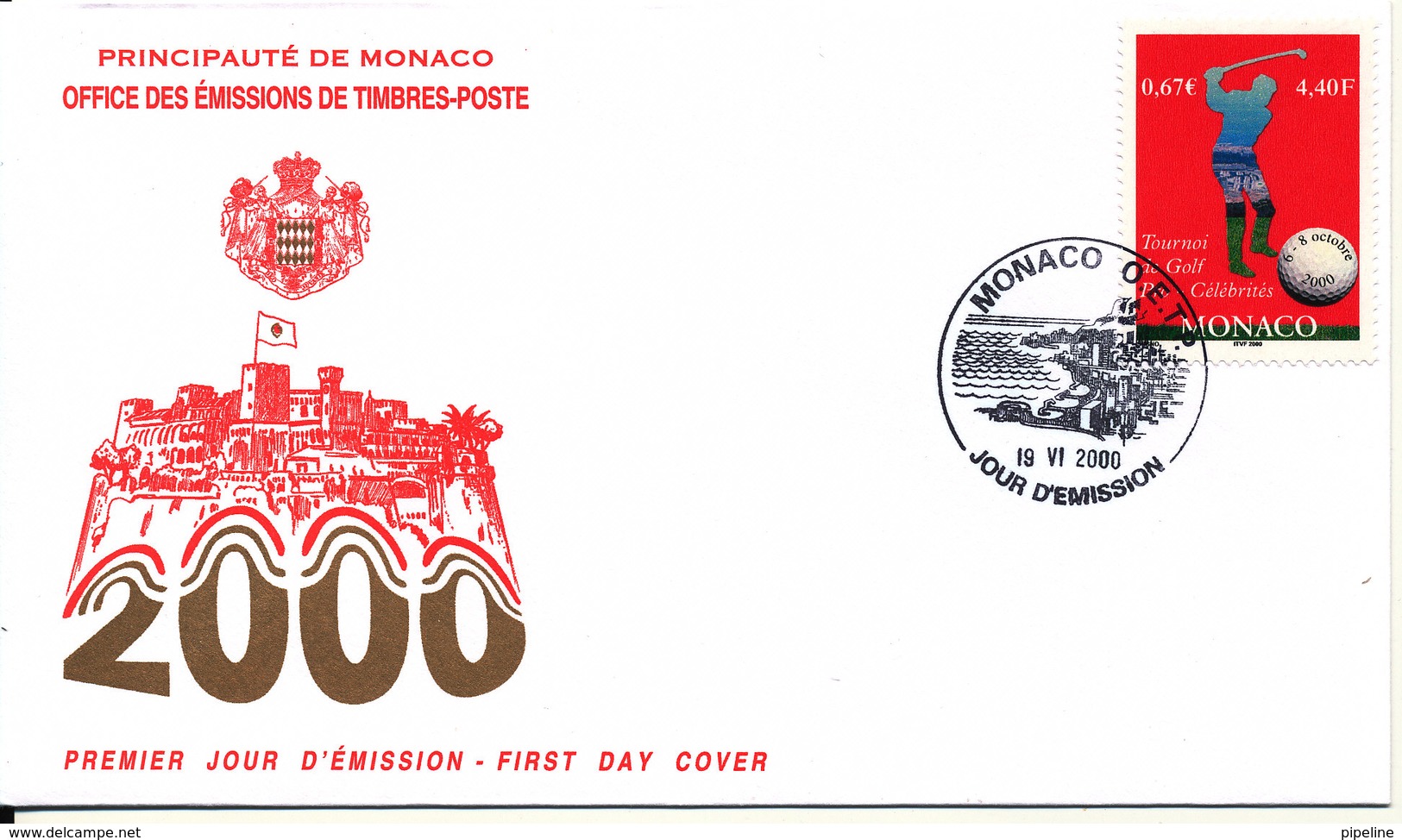 Monaco FDC 19-6-2000 Golf Tournament With Cachet - FDC