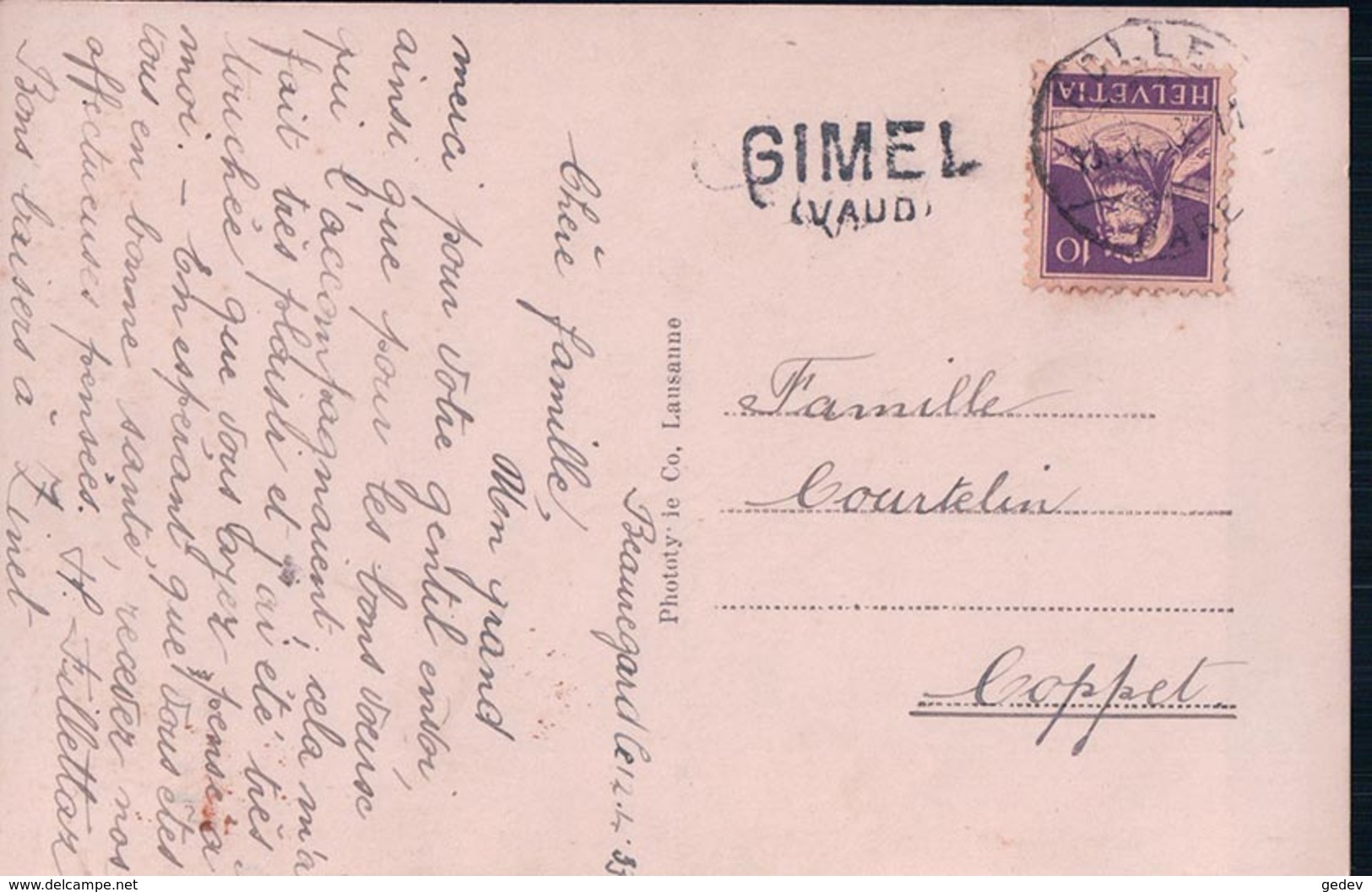 Gimel VD, L'Eglise + Cachet Linéaire GIMEL VAUD (2562) - Gimel