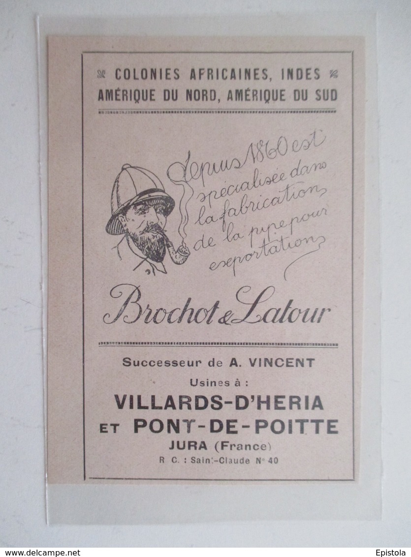 Année(1925) VILLARDS D'HERIA Et PONT DE POITTE  (Jura) PIPE Brochot & Latour   - Ancienne Coupure De Presse - Pipas En Madera De Brezo ( Bruyere)