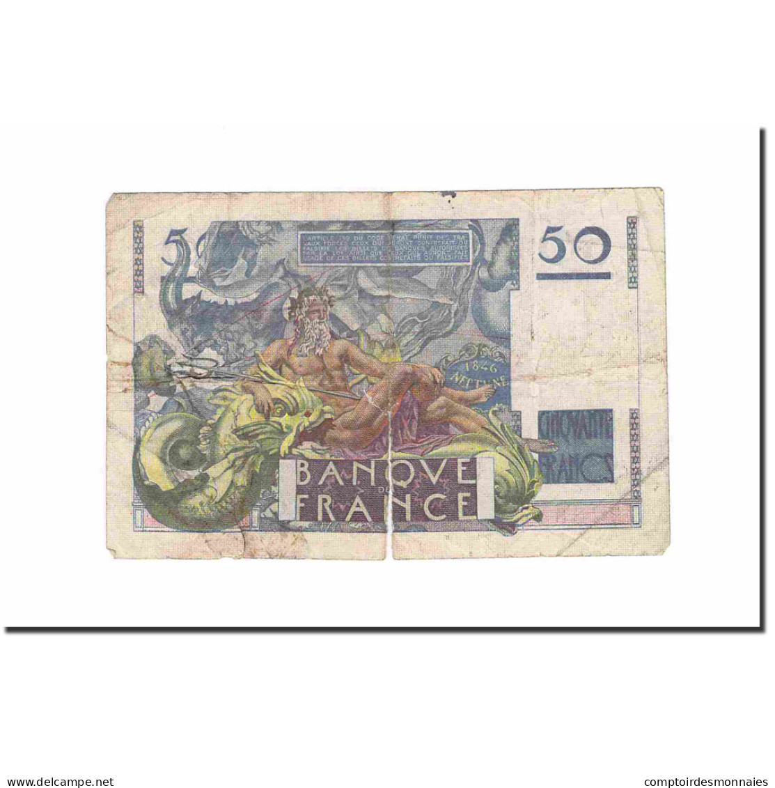 France, 50 Francs, Le Verrier, 1946, 1946-10-03, AB, Fayette:20.6, KM:127a - 50 F 1946-1951 ''Le Verrier''