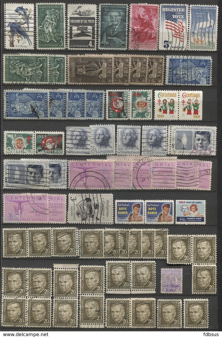 12 Scans Timbres Usa - Doubles - Restant D'une Collection D'un étude Couleurs + 4 PERFINS + Sur Fragments - Autres & Non Classés