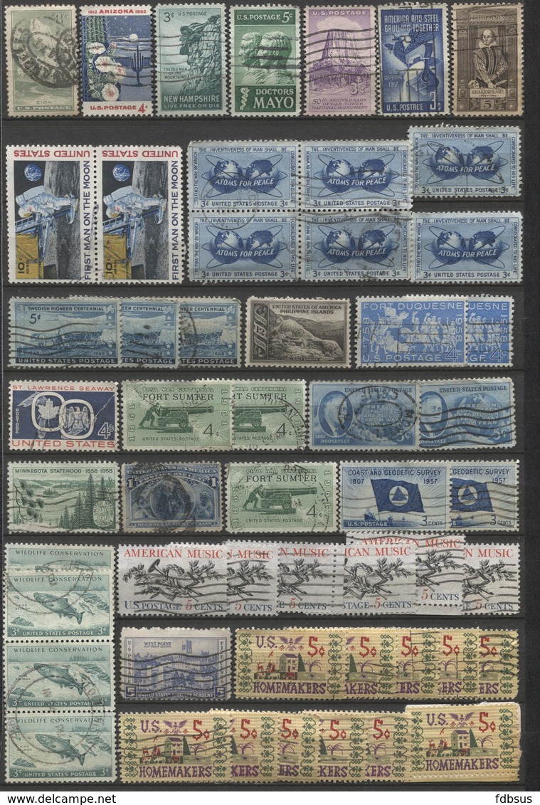 12 Scans Timbres Usa - Doubles - Restant D'une Collection D'un étude Couleurs + 4 PERFINS + Sur Fragments - Autres & Non Classés