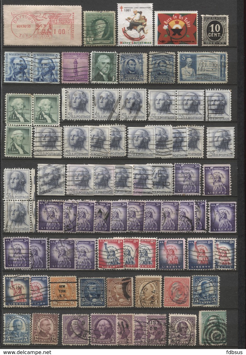 12 Scans Timbres Usa - Doubles - Restant D'une Collection D'un étude Couleurs + 4 PERFINS + Sur Fragments - Autres & Non Classés