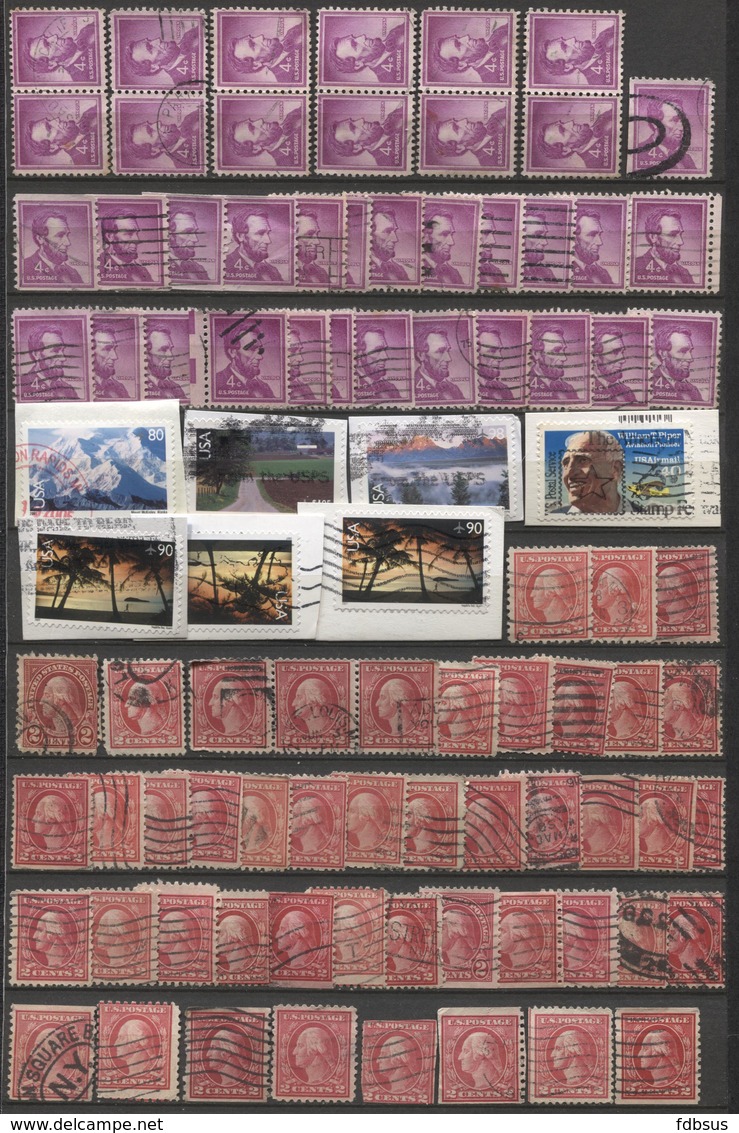 12 Scans timbres Usa - Doubles - Restant d'une collection d'un étude couleurs + 4 PERFINS + sur fragments