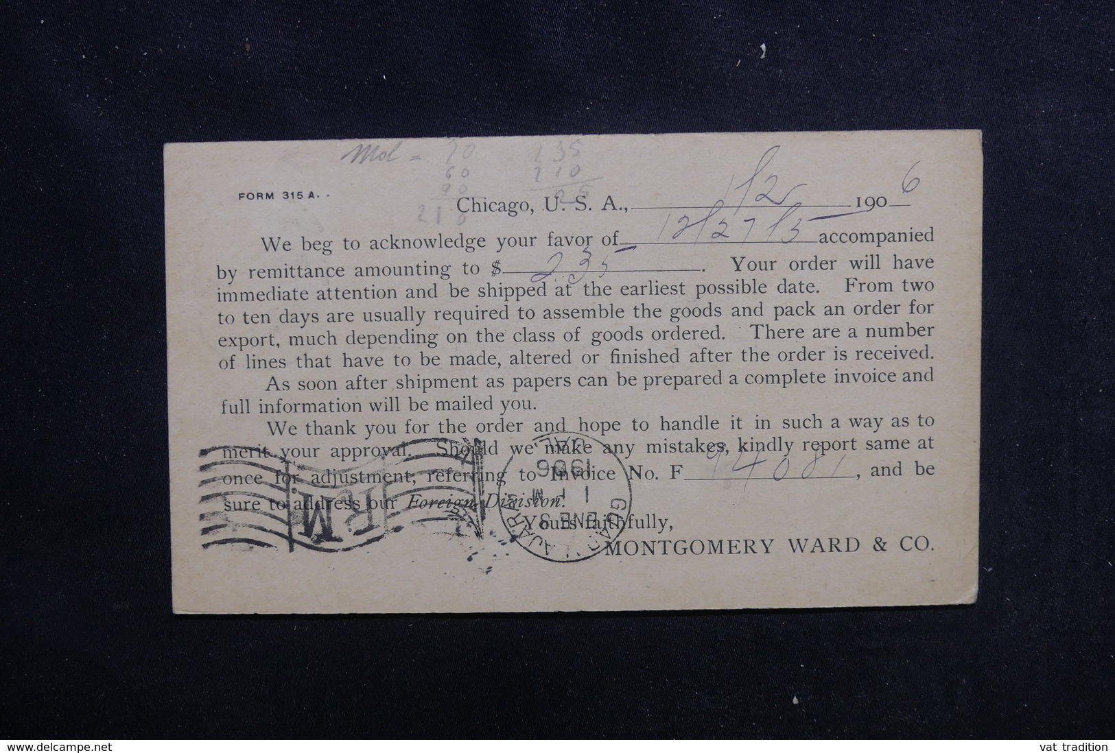ETATS UNIS - Entier Postal Commercial ( Repiquage Au Verso ) De Chicago Pour Guadalajara En 1906 - L 52410 - 1901-20