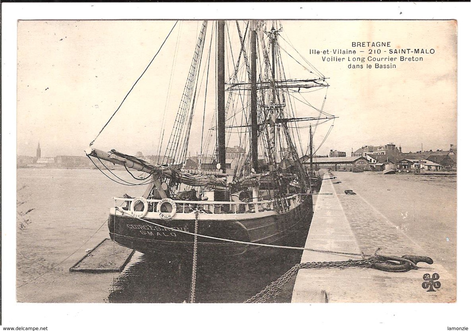 SAINT-MALO.  Cpa.  - Voilier Long Courrier Breton, Dans Le Bassin.  (scans Recto-verso) - Saint Malo