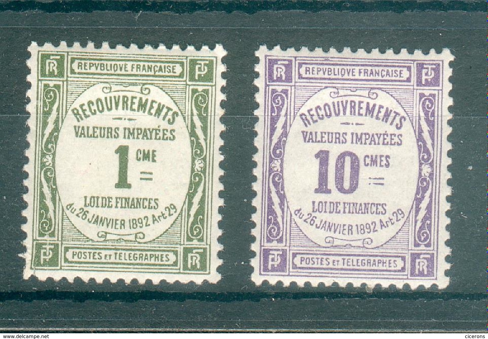 FRANCE ; Taxes ; 1908-25 ; Y&T N° 43-44 ; Neuf Ttbe - 1859-1959 Neufs