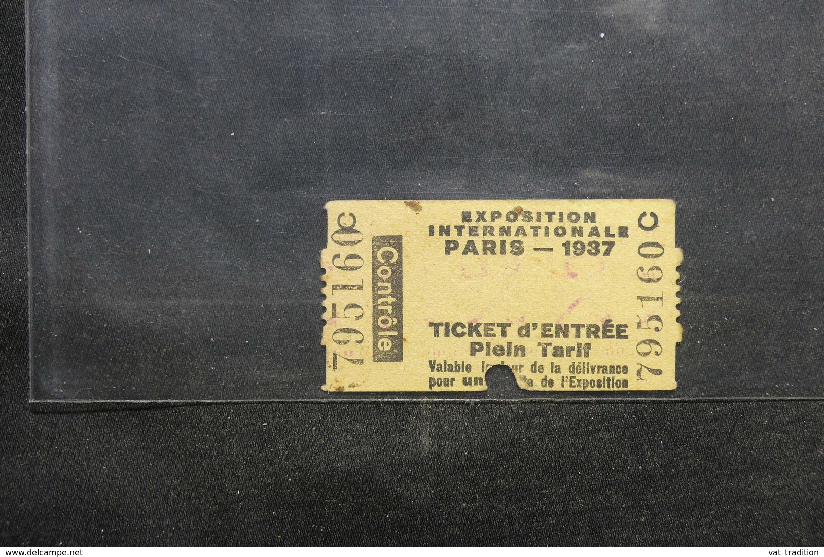 FRANCE - Ticket D'entrée Pour L 'Exposition Internationale De Paris En 1937  - L 52435 - Tickets D'entrée